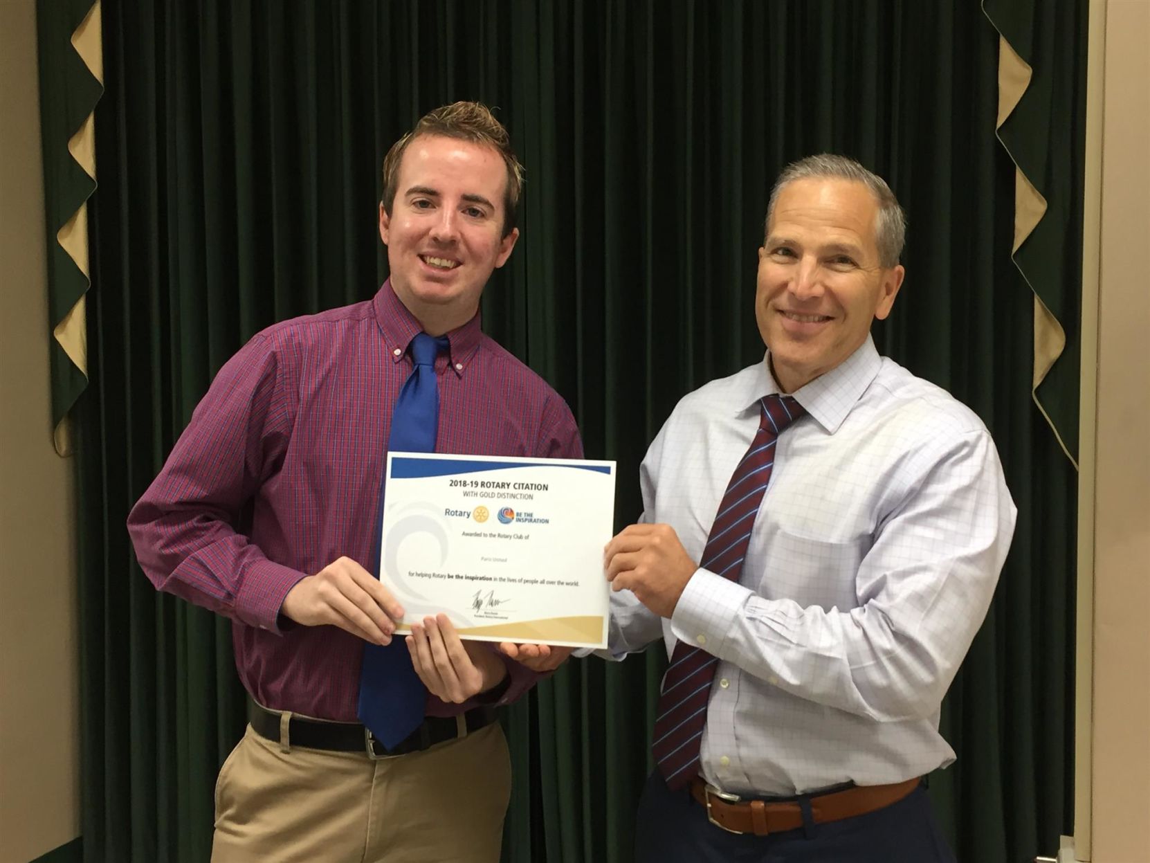 Rotary Club of Paris United receives Distinction Award